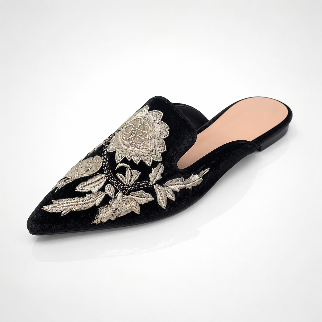 Sabrina Floral Velvet Mules