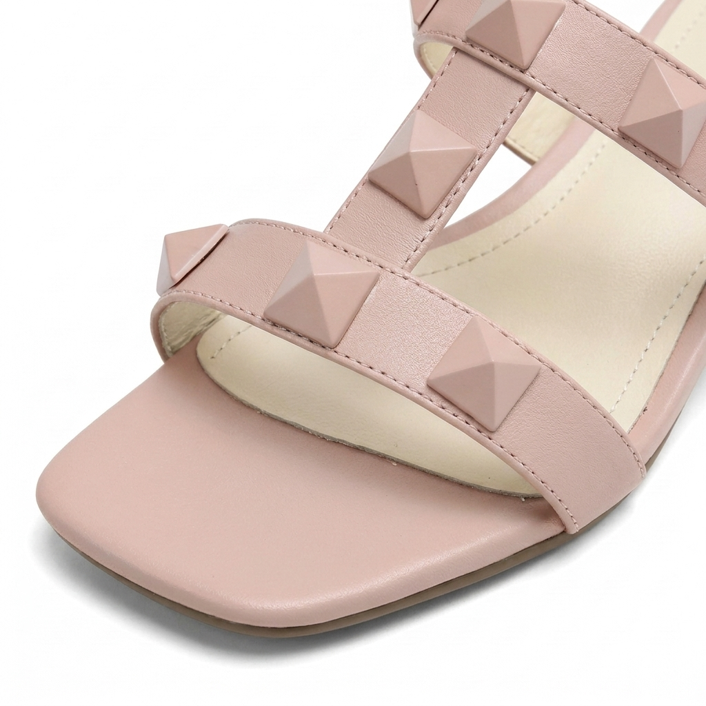 Power Pink Mira Leather Sandals material close-up