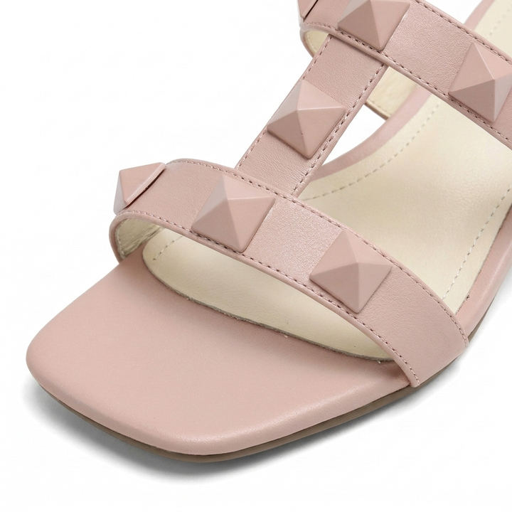 Power Pink Mira Leather Sandals material close-up