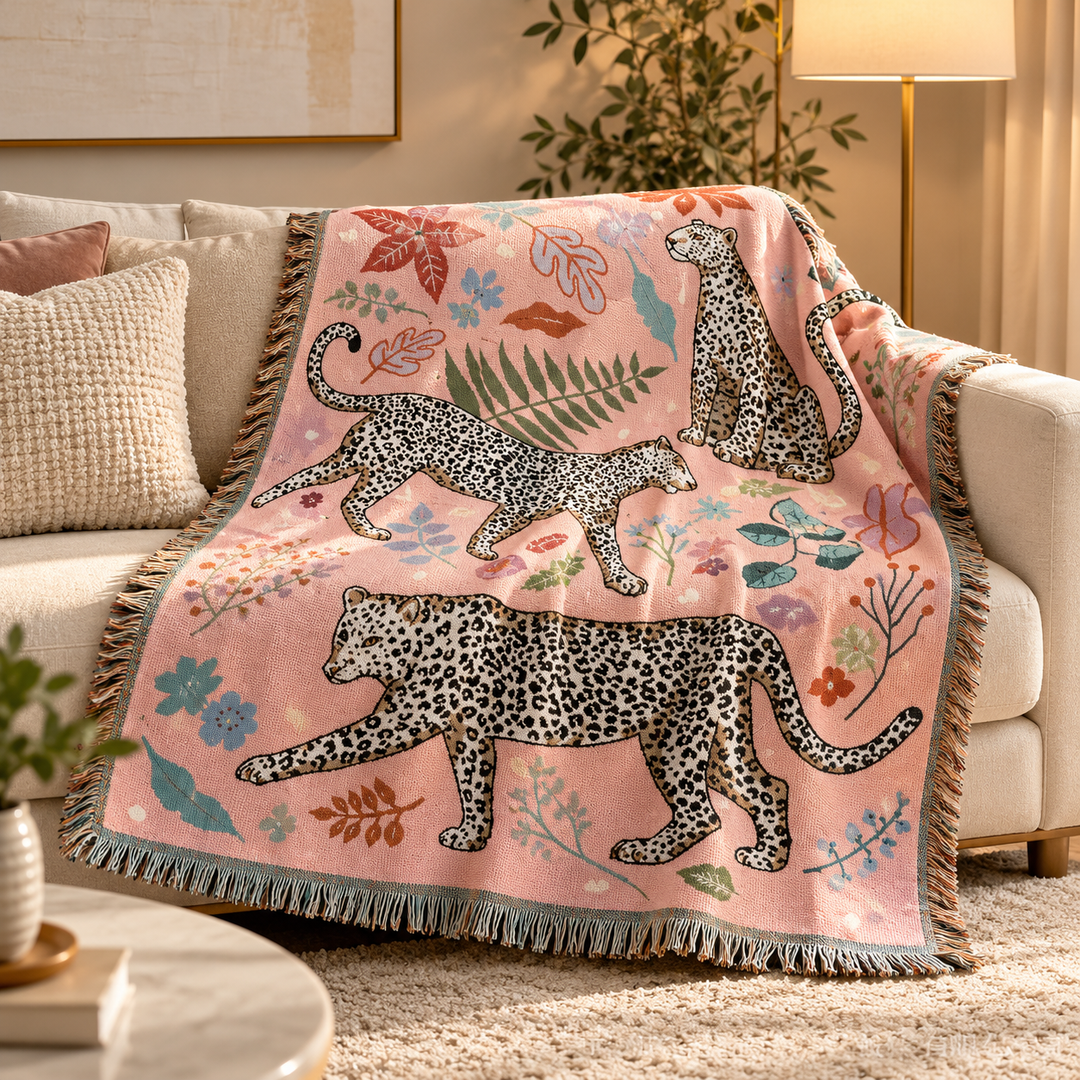 Leopard Woven Throw Blanket