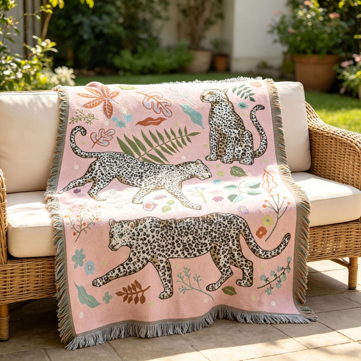 Leopard Woven Throw Blanket