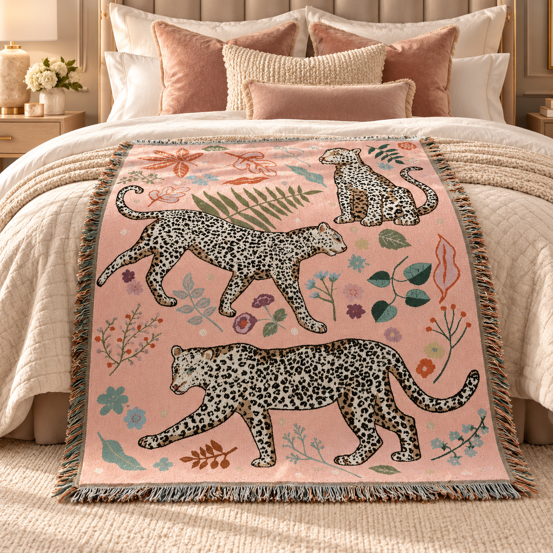 Leopard Woven Throw Blanket
