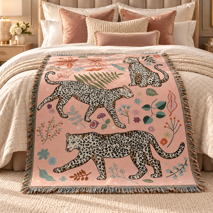 Leopard Woven Throw Blanket