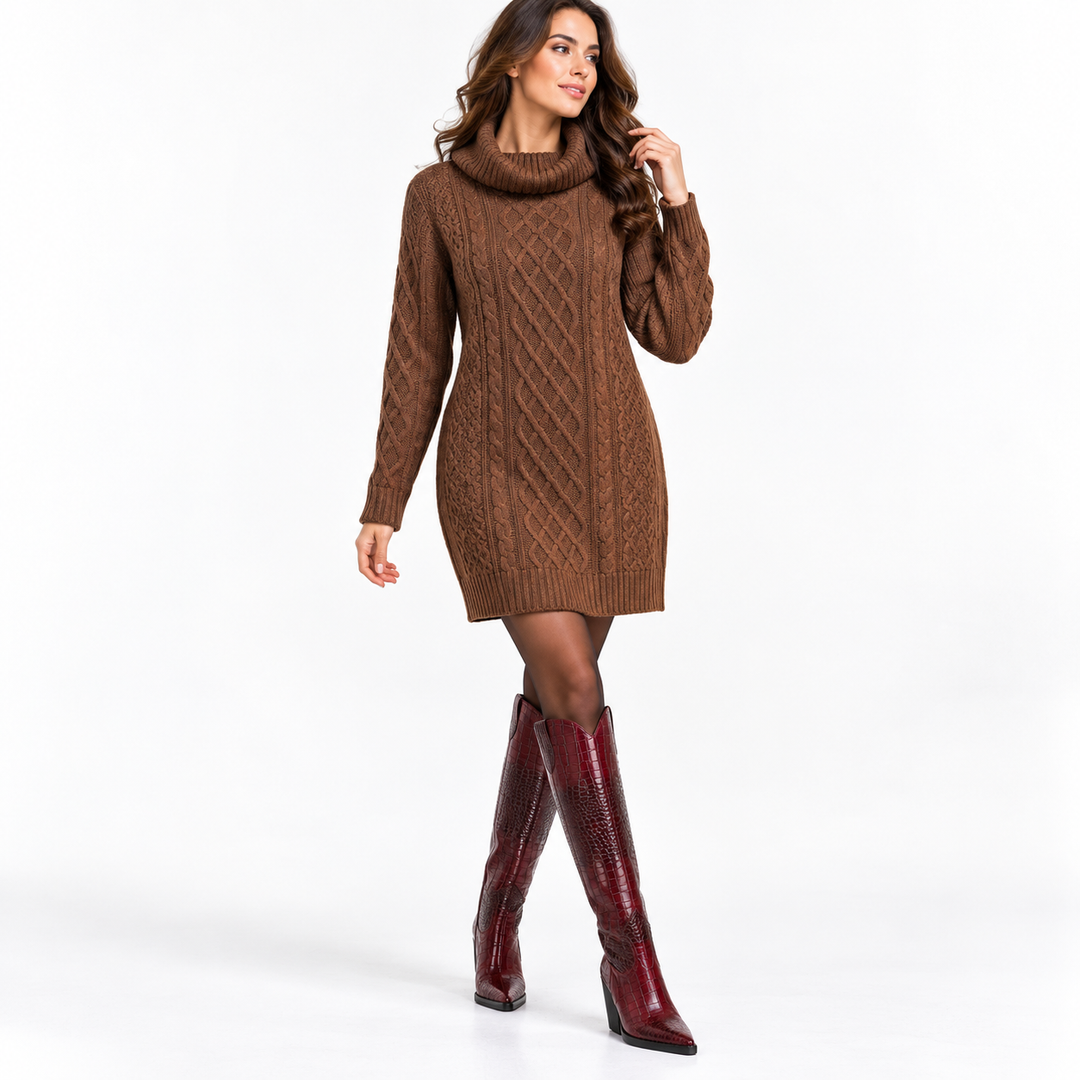 Samantha Cable Knit Sweater Dress