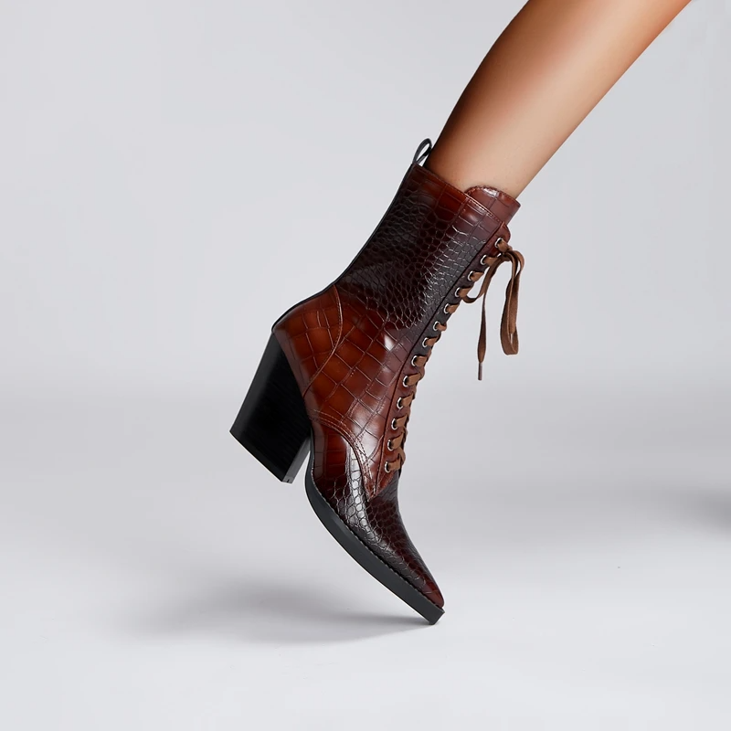 Westline Lace-Up Leather Boots - London Lake