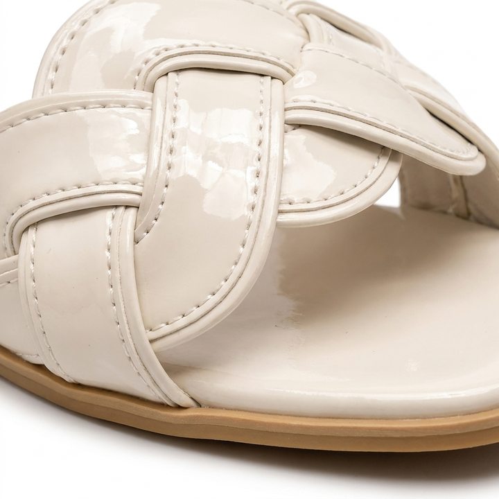 White Natalie woven sandal material close-up
