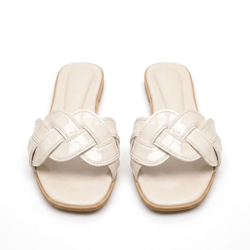 White Natalie woven sandals, front view