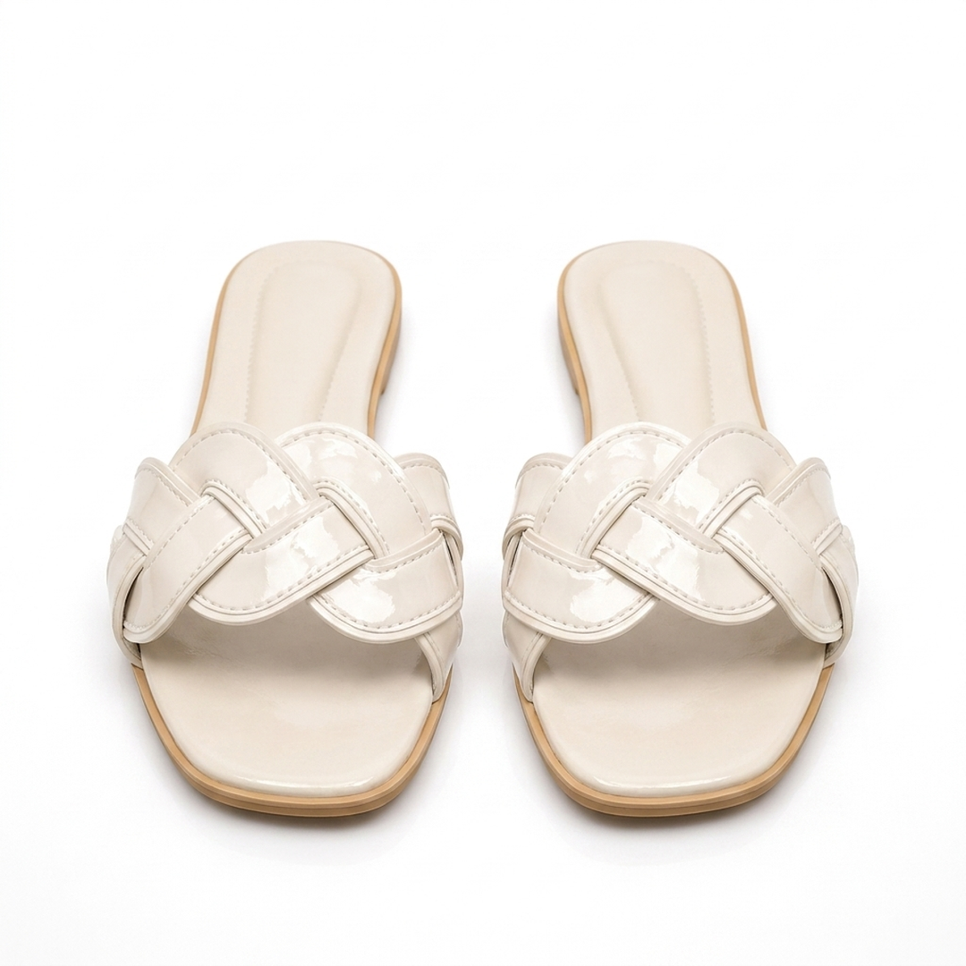 White Natalie woven sandals, front view