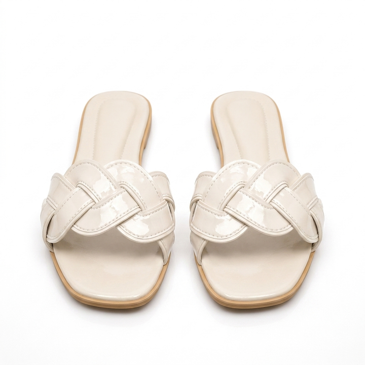 White Natalie woven sandals, front view