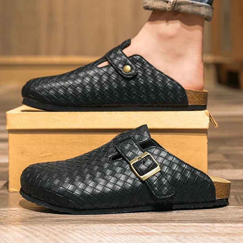 Lorenzo Woven Leather Clogs - London Lake