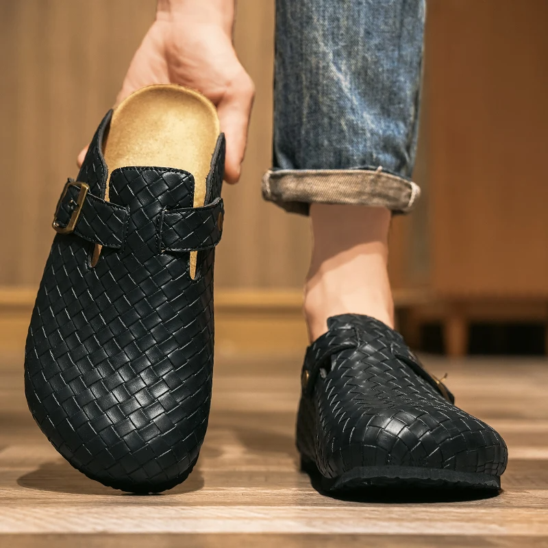 Lorenzo Woven Leather Clogs - London Lake