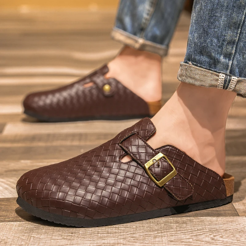Lorenzo Woven Leather Clogs - London Lake